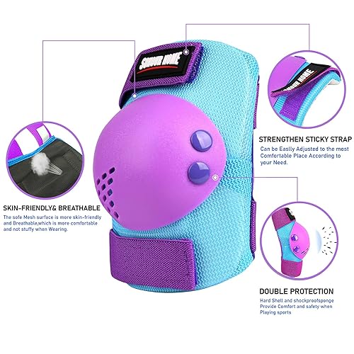 Miniatura 19 de Rodilleras para niños/jóvenes, coderas, muñequeras 3 en 1, juego de protección, para patines de 3 a 15 años, ciclismo, patinaje en línea, monopatín