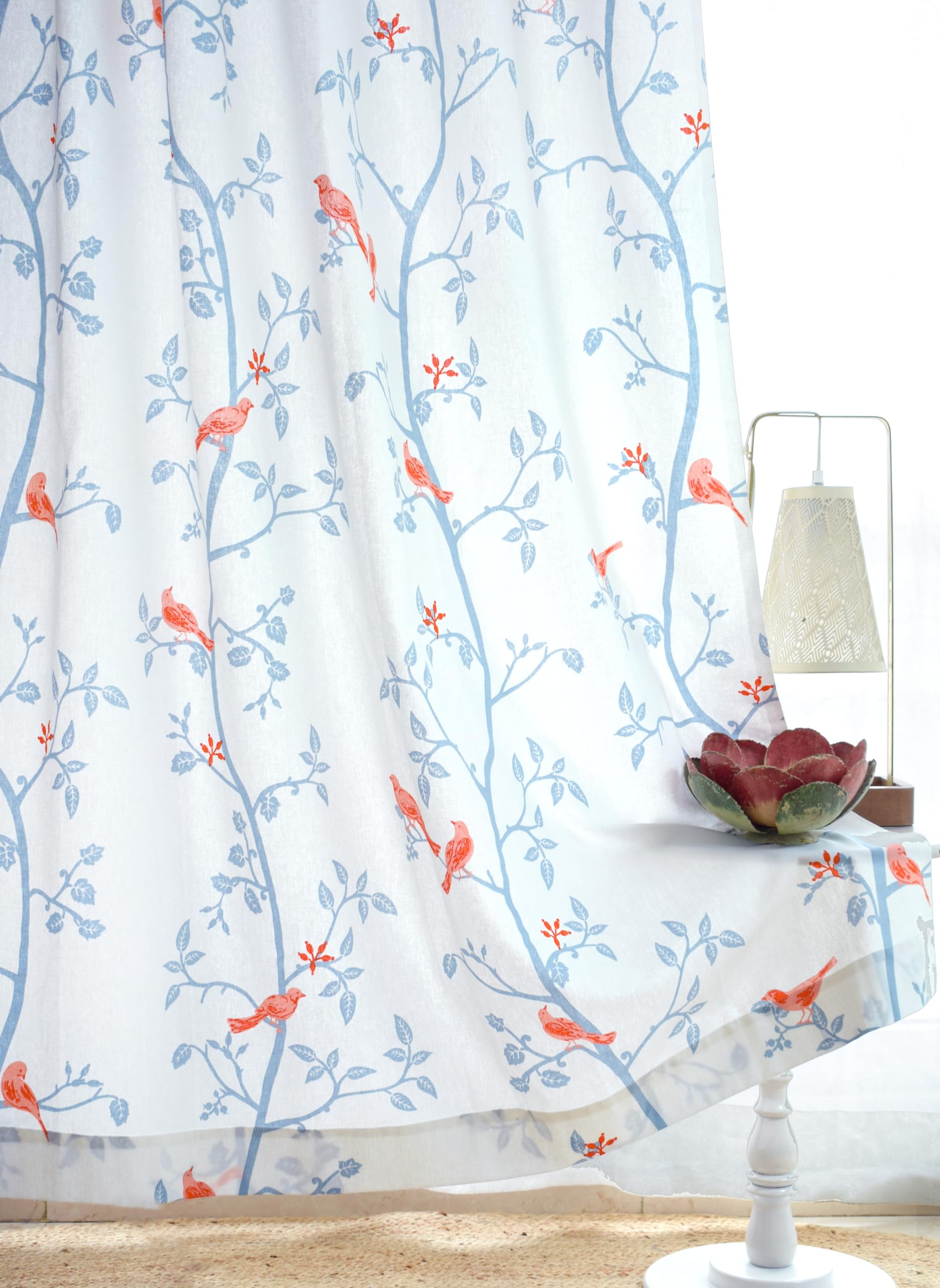 Tranquebar Curtain Co. 100% Cotton Animal Print, Room Darkening Curtains With Bird Print For Door (With Back Tabs) - 7 Feet, Yori: Orange, Set Of 2 (Length 213 Cm), Light-filtering (B0847LH5HC) Amazon Price History, Amazon Price Tracker