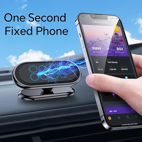 Miniatura 4 de Paquete de 2 unidades Soporte magnético para teléfono para automóvil, imán súper fuerte 4 placas de metal Soporte magnético para teléfono para