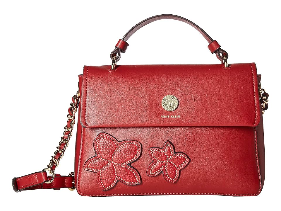 

Anne Klein Stud Chain Flap Crossbody (Firebrick) Cross Body Handbags, Red