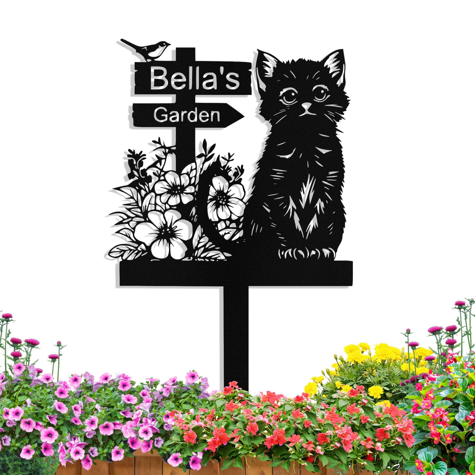 Personalized Metal Cat Garden Signs, Custom Garden Signs for Outside