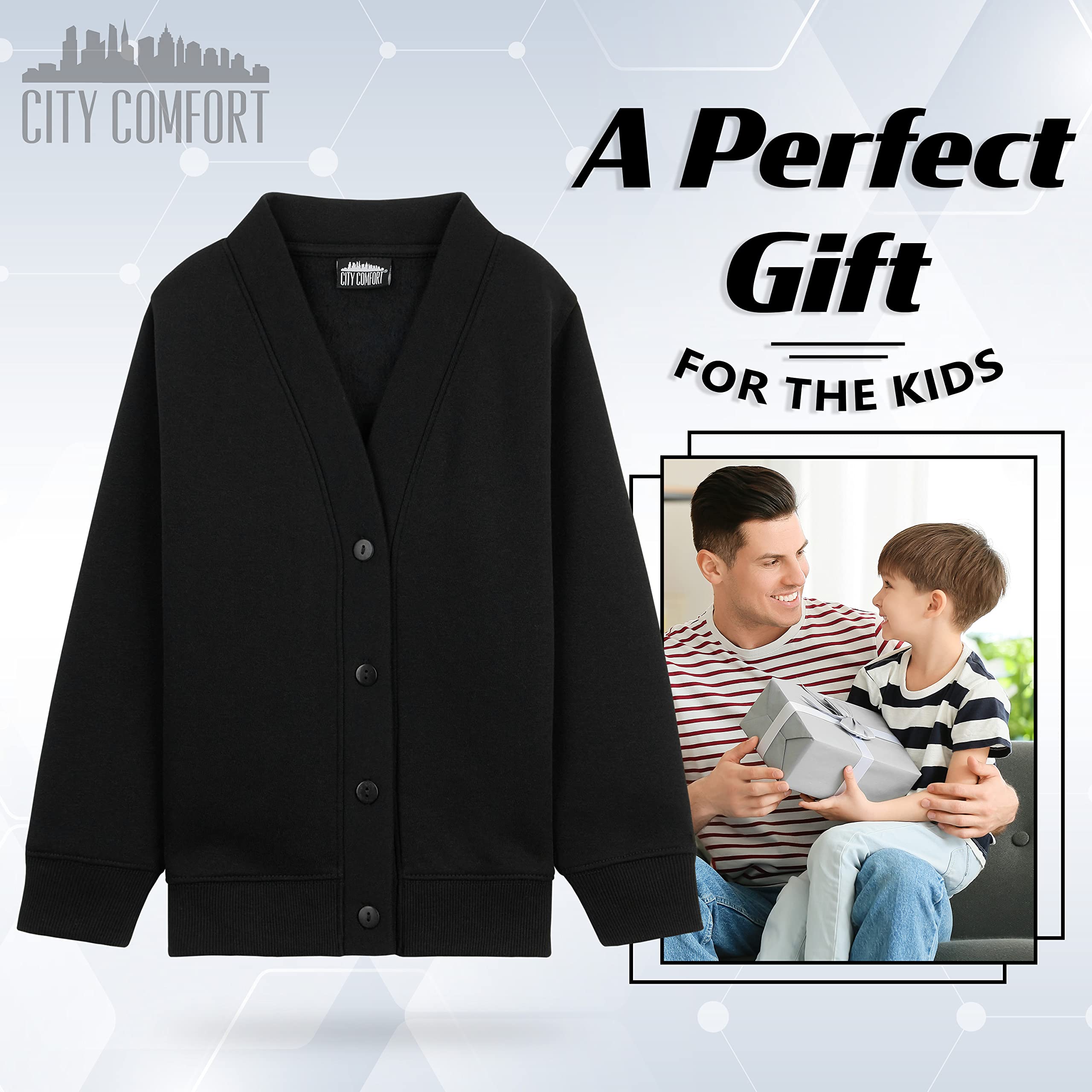 CityComfort Cardigan Niños, Chaleco Niño de Punto, Jersey Niño Negro Azul Marino, Prendas de Punto para Niños Moda Uniforme Ropa para Niños 3-14 Anos Multipack de 1 ó 2 Unidades