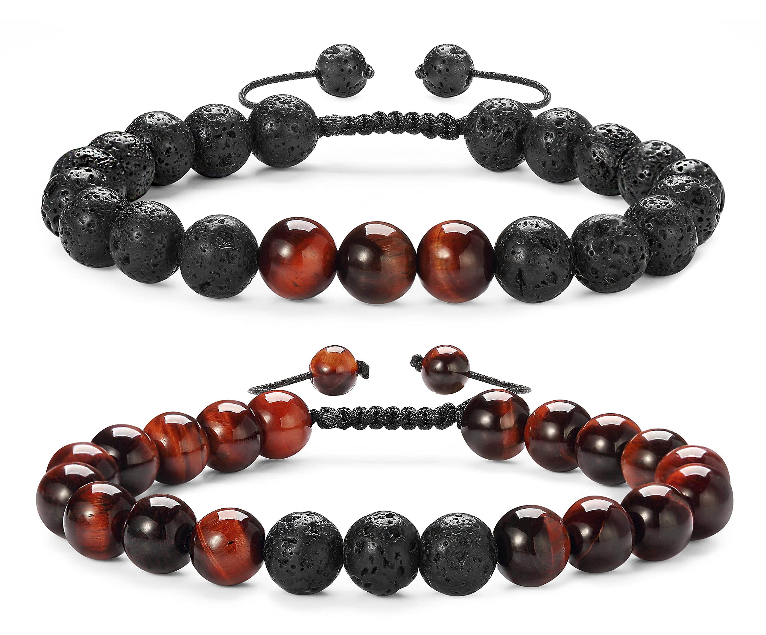 Landical 24-Pack Natural Stone Bead Bracelets – 8mm Tiger Eye & Lava Stretch Bracelets For Men & Women, Essential Oil Diffuser - View #6