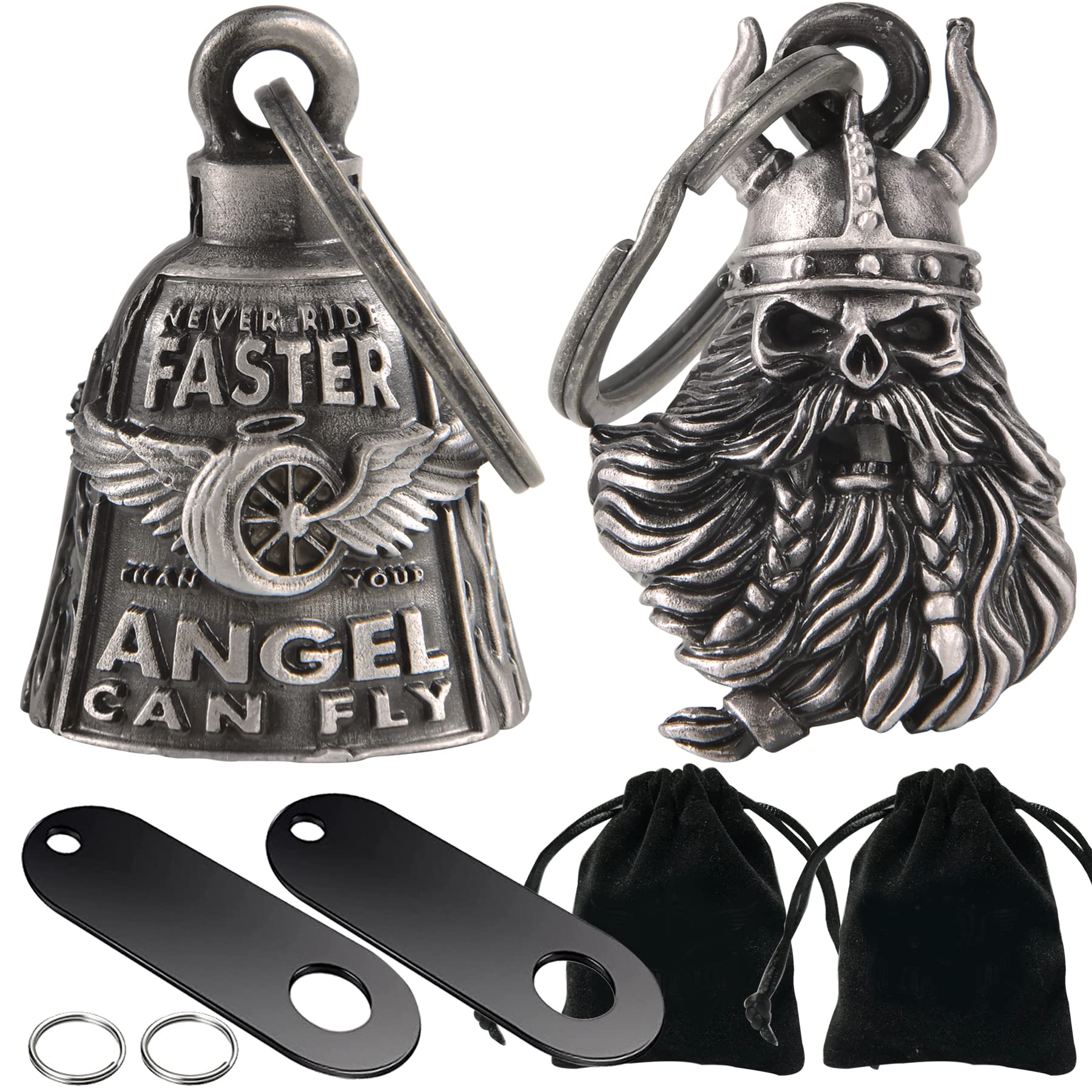 Dream Apparel 2 Pack Motorcycle Bells Guardian Angel for Biker Rider Men Women Ride Riding with Hangers, Drive Away Gremlins