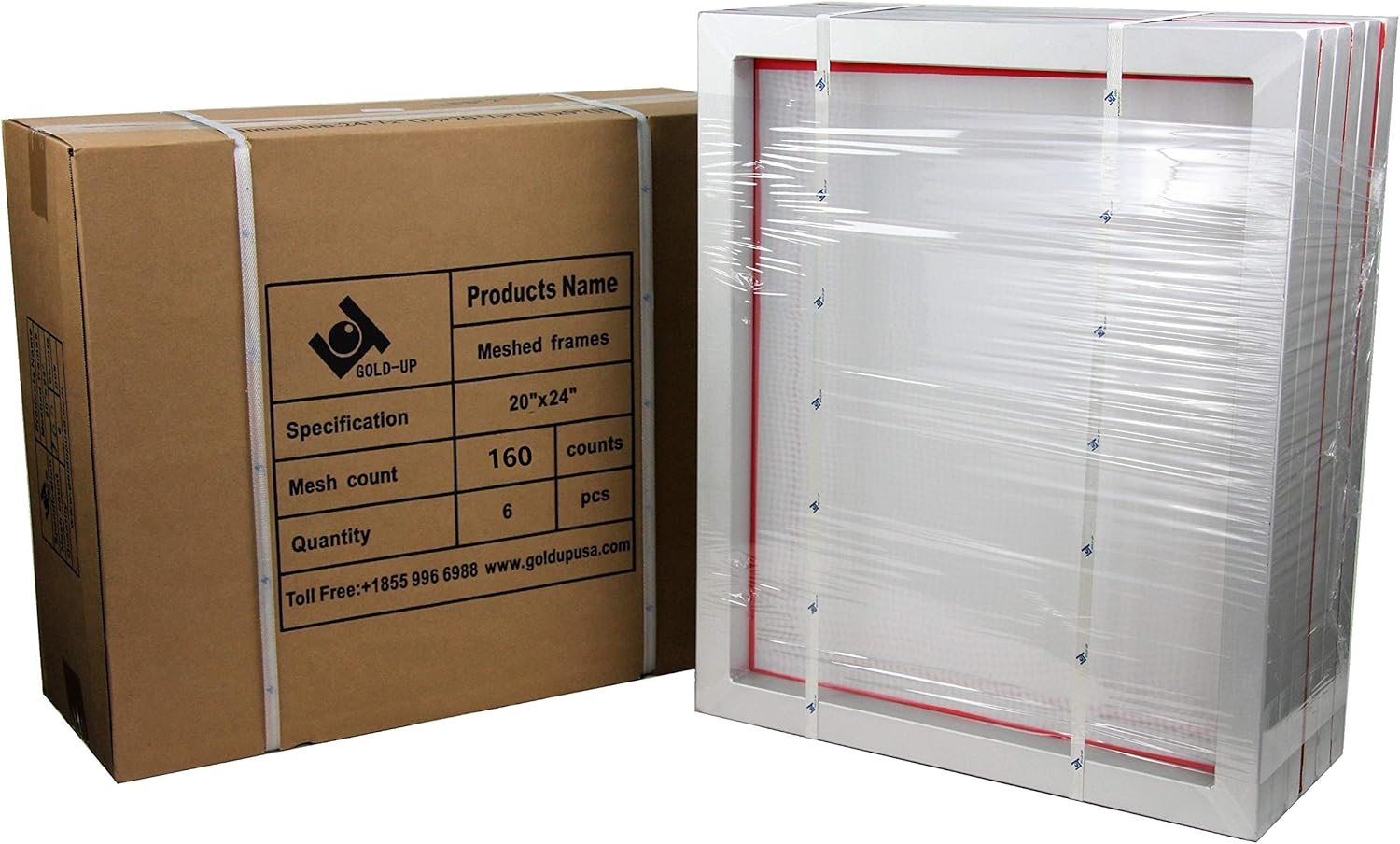 20 x 24 Inch Pre-Stretched Aluminum Silk Screen Printing Frames with 160 White Mesh (6 Pack Screens)