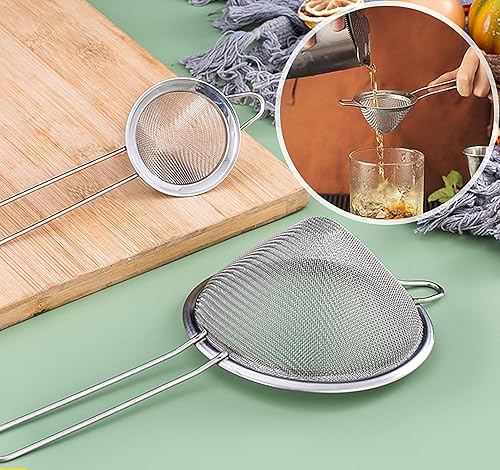 Miniatura 5 de 18 coladores de té, coladores de cóctel, colador pequeño de malla fina de acero inoxidable, mini colador de té de 3.3 pulgadas con mango largo para