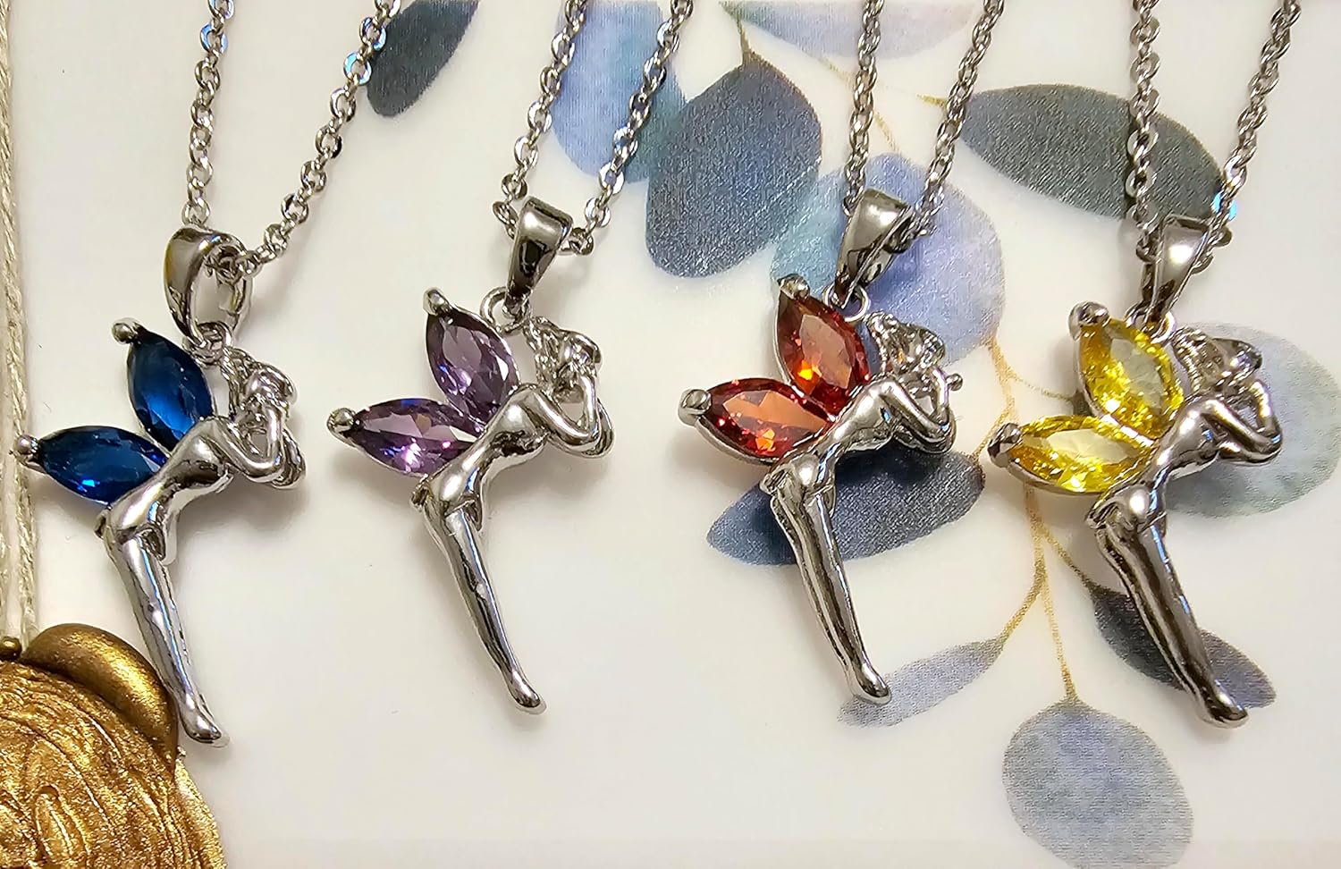 Crystalline Azuria Fairy Tinkerbell Pendant Necklace with Zirconia Crystals 18K White Gold Plated 18 inches for Women - Image 8