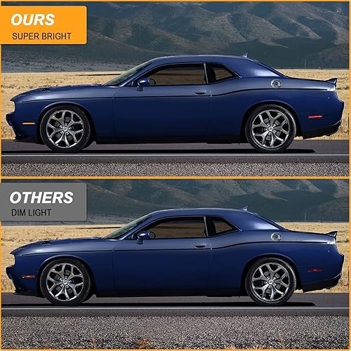 Miniatura 9 de R&F Auto 4 luces LED de posición laterales de repuesto para Challenger SRT Hellcat 2018-2023, RT Scat Pack Widebody, Redeye Super Stock Jailbreak