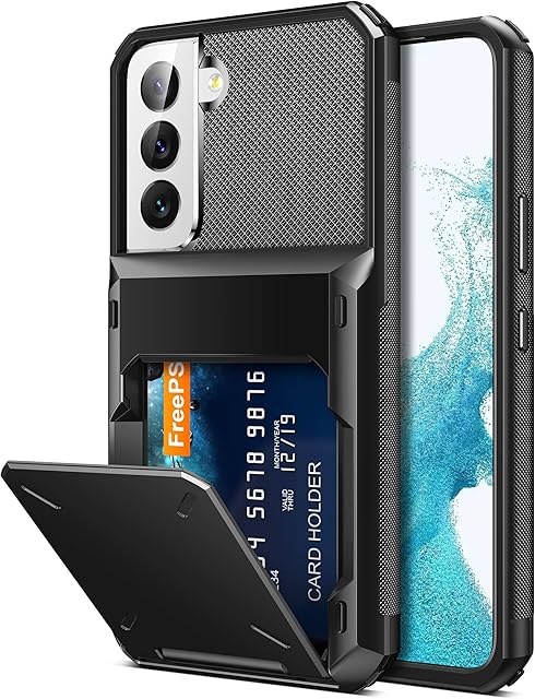 ACOCOBUY Wallet Case for Samsung Galaxy S22 Case with 4-Card Credit Card Holder Slot S22 Case Shockproof Cover Protective Case Heavy Duty Flip Card Holder Slot Armor Phone Case for Galaxy S22 5G Black