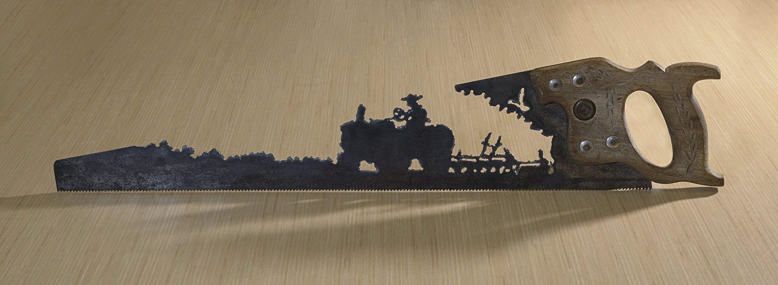 Buy Metal Art Farmer on a Tractor with plow Hand (plasma) cut hand