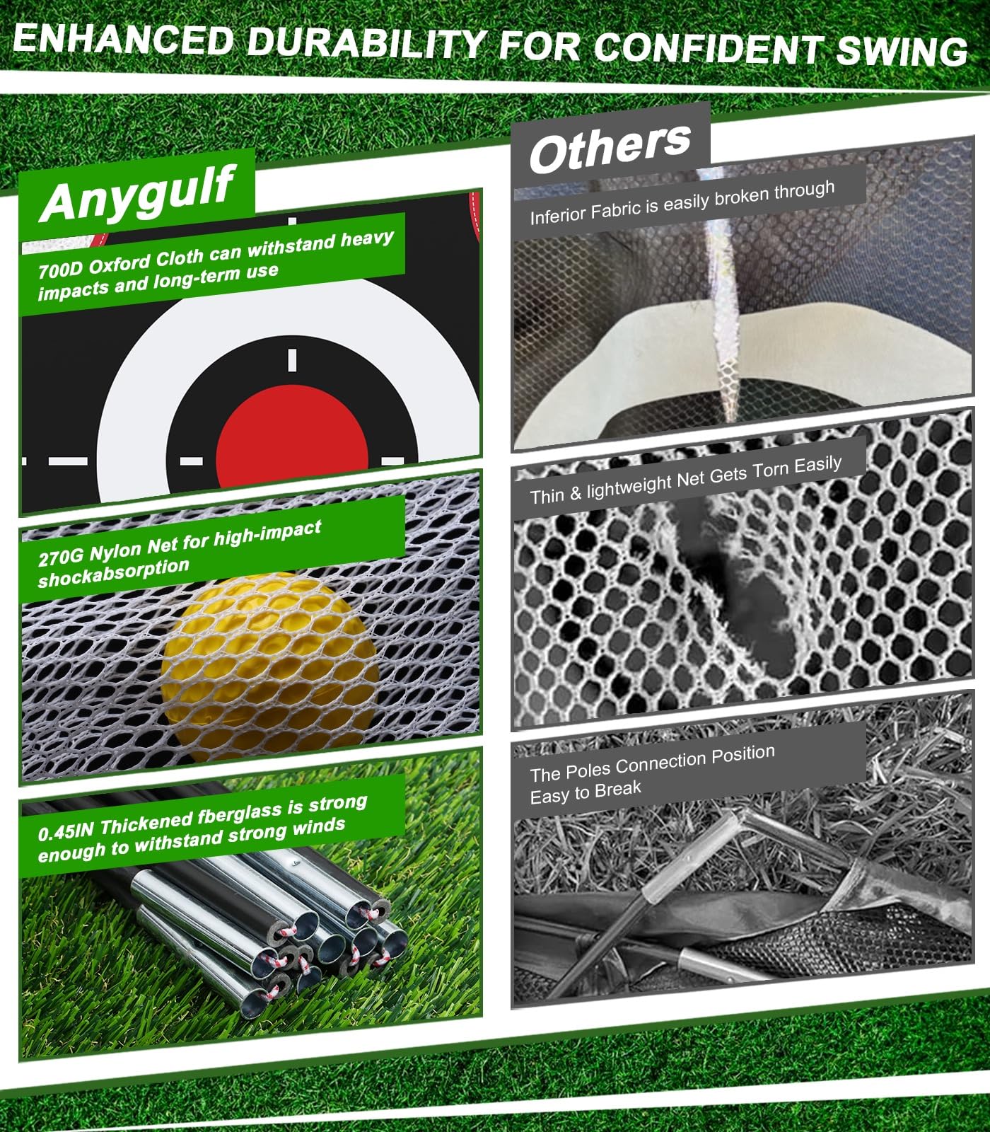 Golf Net, 10x7FT Golf Practice Net with Tri-Turf Mat for Outdoor Indoor, All-in-One Golf Hitting Aid Nets for Backyard Training Driving Chipping Swing, Gifts for Men/Him/Dad/Golfer