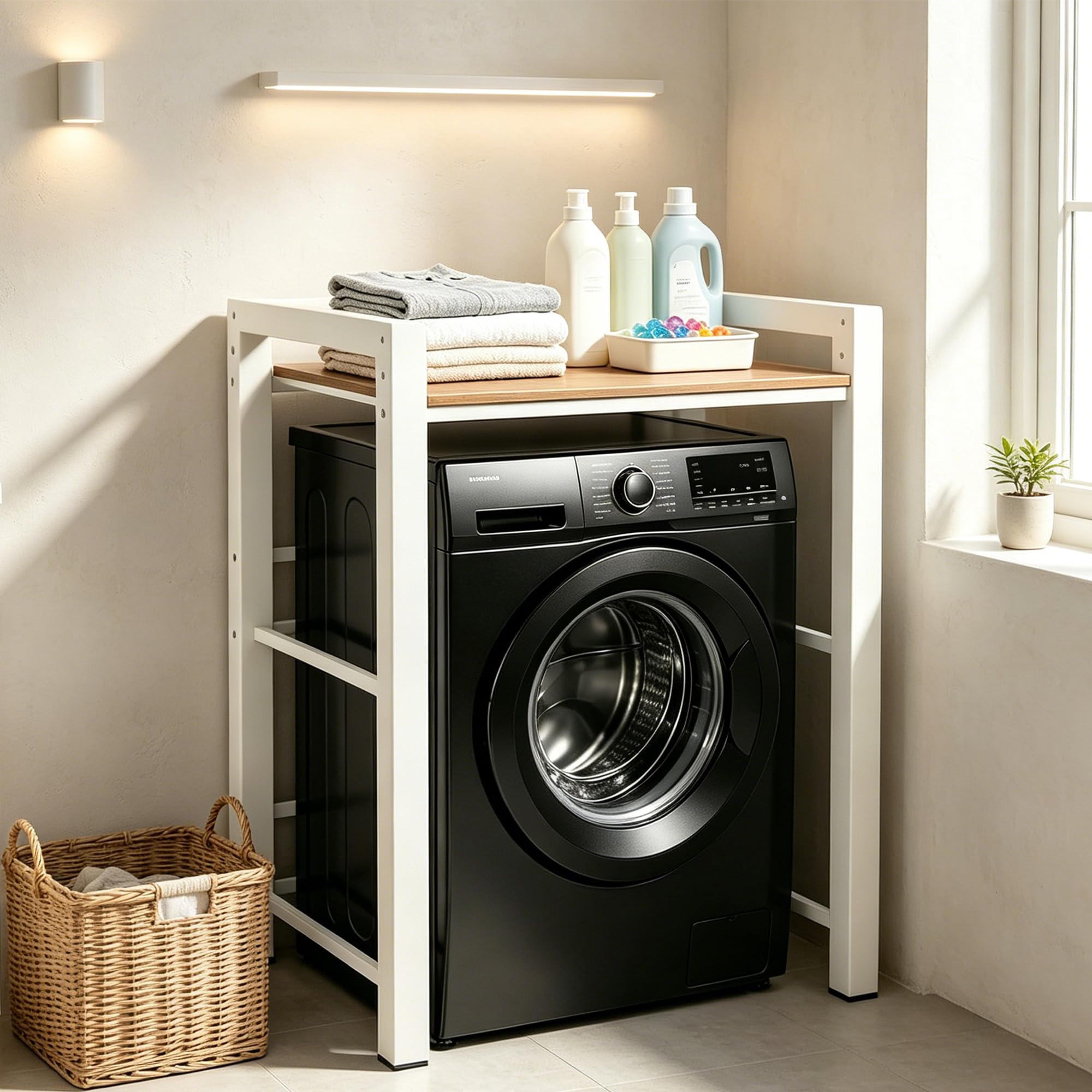 Waschmaschinenschrank 75x67x105 cm bis 350 kg Weiß für Badezimmer Balkon