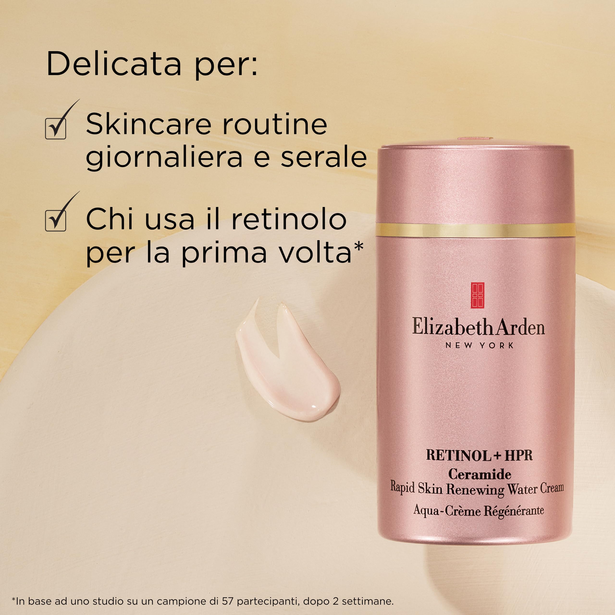 Elizabeth Arden Retinol + HPR Crema Rinnovatrice con Retinolo e Ceramide Water Cream, Cura Anti-età per Rivitalizzare e Levigare le Rughe, per Giorno e Notte, 50 ml