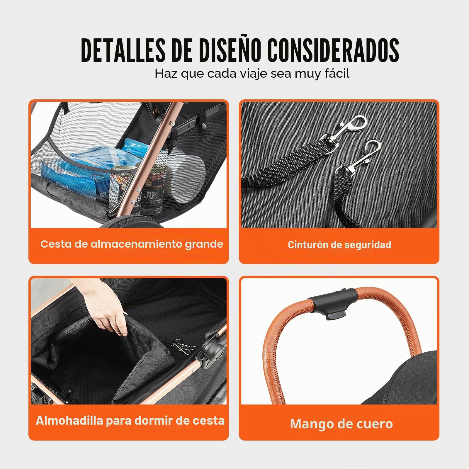 VEVOR Cochecito para Mascotas, 4 Ruedas giratorias con Frenos, Capacidad de Peso de 66 Libras, Cochecito para Cachorros con transportador Desmontable, Cesta de Almacenamiento y Almohadilla para