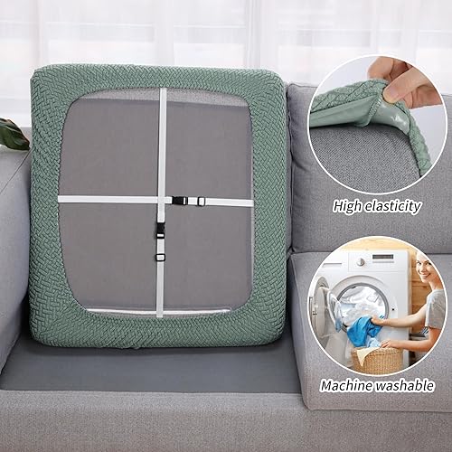 Miniatura 4 de Fundas de cojín impermeables para sofá, fundas elásticas de cojín de asiento de sofá, fundas de cojín sólidas, protector de muebles lavable adecuado