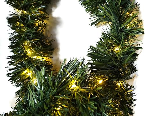 Miniatura 2 de Dark Green Pine Christmas Garland with LED Lights