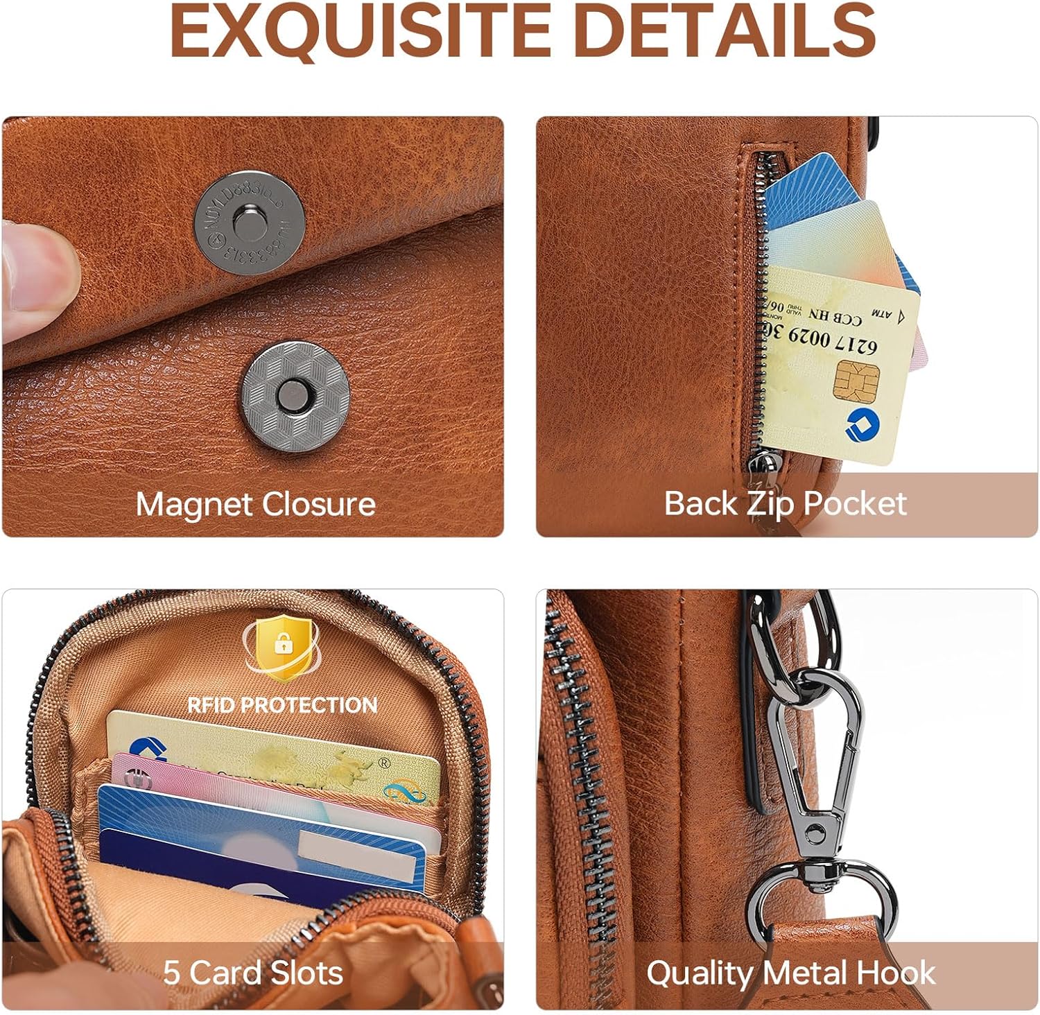 GEMIU Small Crossbody Bags for Women, Vegan Leather Cell Phone Purse with RFID Blocking Wallet and Card Slots - Image 6