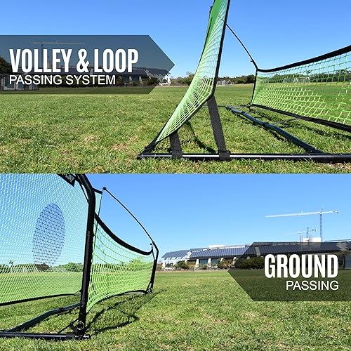 Miniatura 6 de QUICKPLAY TEKKERS TRAINER - Rebotador de fútbol, 6.5 x 4 pies y redes de paso de tierra de 6.5 x 1.5 pies, acero aleado, fibra de vidrio, negro