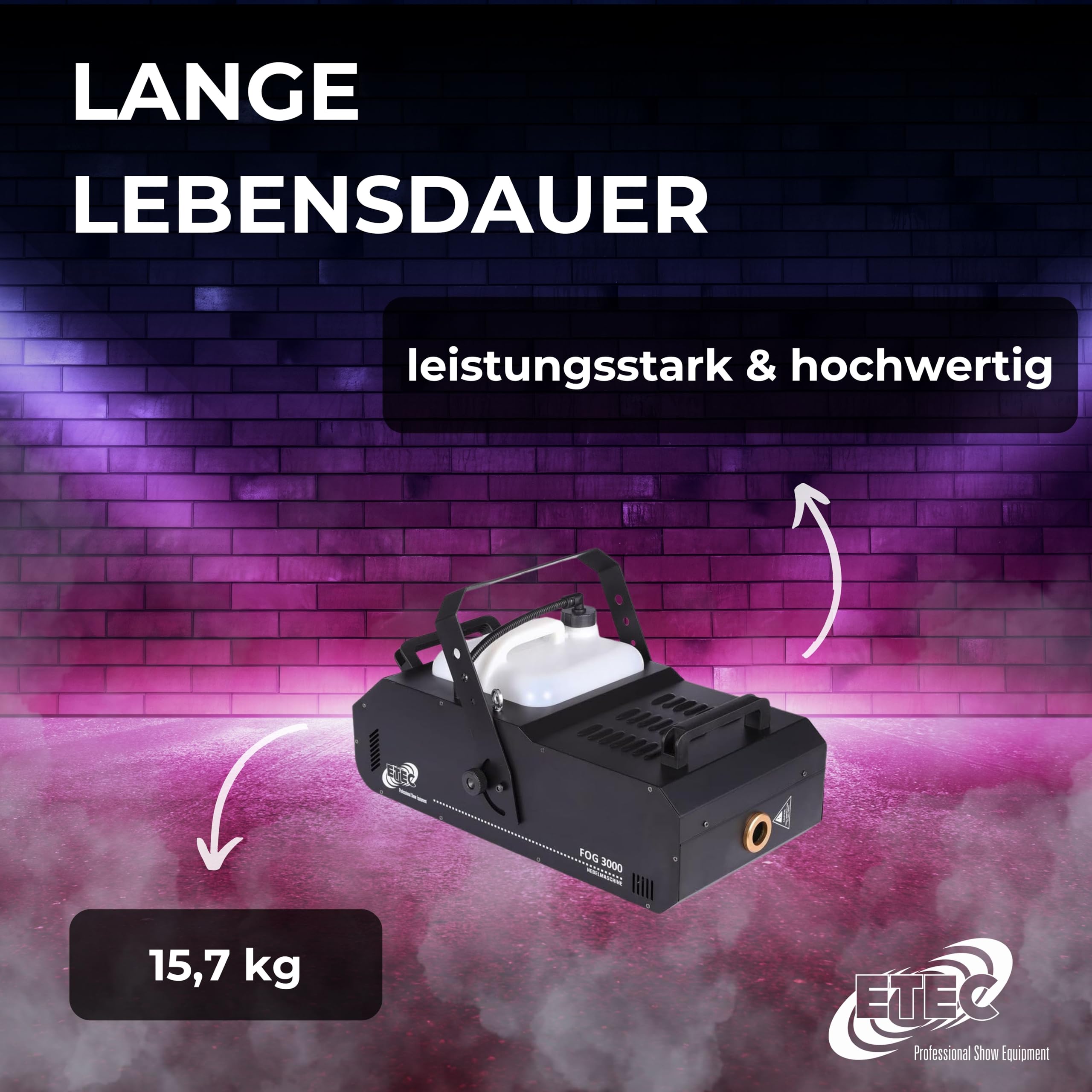 ETEC Professional Nebelmaschine FOG 3000 Watt DMX Timer Fernbedienung- PROFI NEBLER FOGGER Club DJ Dauernebel Feuerwehr Veranstaltung Bühne Party Disco Show