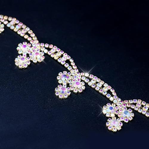 Miniatura 4 de Cadena de cierre de diamantes de imitación de cristal de 1 yarda con cuentas de perlas, cinta de encaje nupcial para decoración de fiesta de boda y