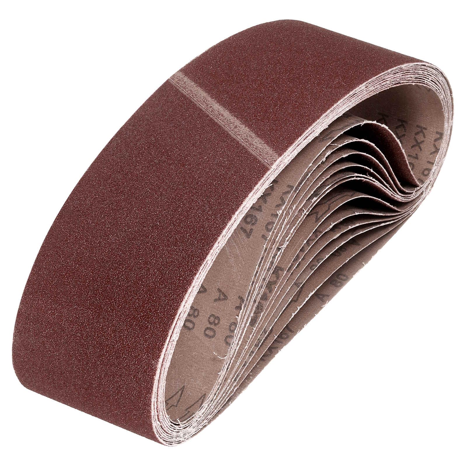 HARFINGTON 3 x 24 Inch Sanding Belts, 10 Pcs 80 Grits Aluminum Oxide Abrasive Belt Sander File Belt for Woodworking, Metal Polishing, Knife Sharpener