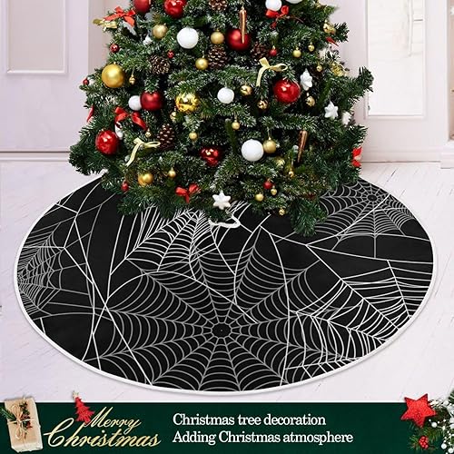 Miniatura 6 de Raster Version Halloween Black Tree Base Skirt, Christmas Tree Decoration, 47.2 in Washable Tree Skirt Christmas, Fall Home Decor