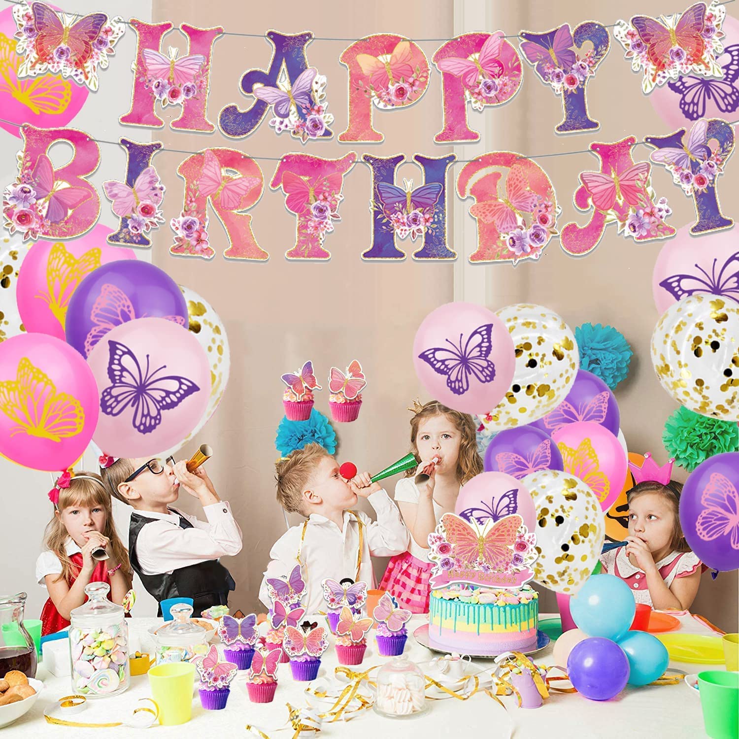 Butterfly Birthday Decorations Girl Purple Birthday Decorations,Pre