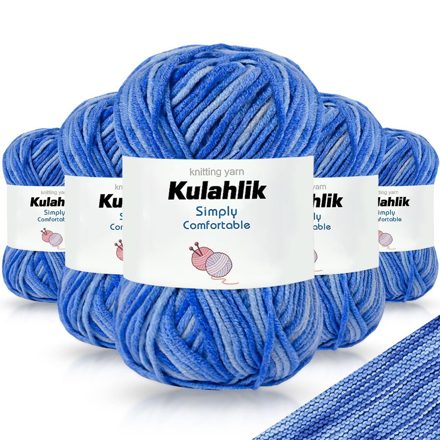 250g(5x50g) Acrylic Yarn for Crochet/Knitting, Colorful Gradient Yarn Thread, 5 Rolls Skeins, Perfect for Any Knitting Crochet and Crafts Mini Project — view 91