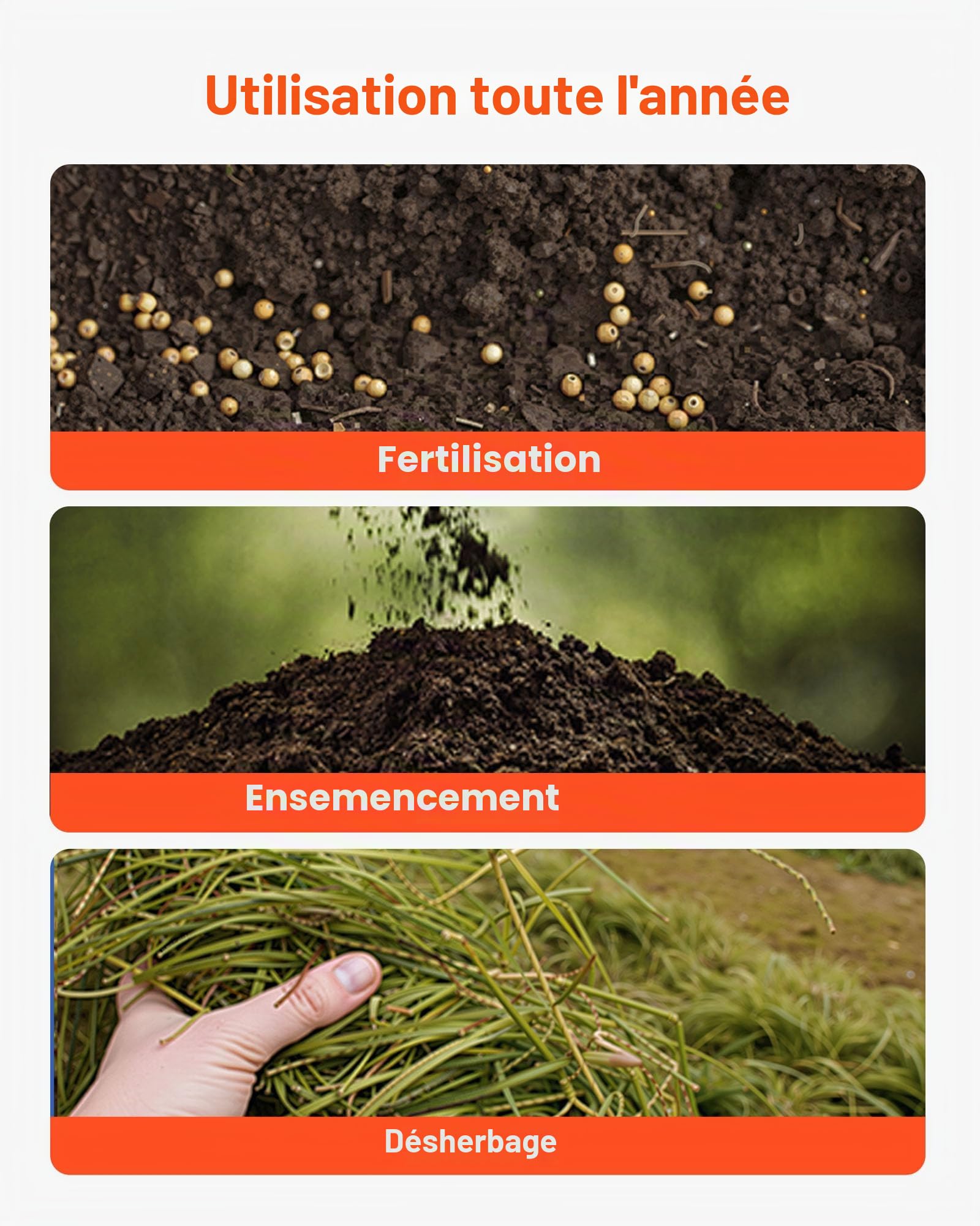 VEVOR Épandeur Engrais Capacité 6,8 kg Épandeur à Semence Largeur Épandage 0-3 m Semoir à Pousser pour Graines, Sel de Déneigement, Semer Jardinage, Pelouse, Gazon, Débit Réglable, avec Roues 25,4 cm