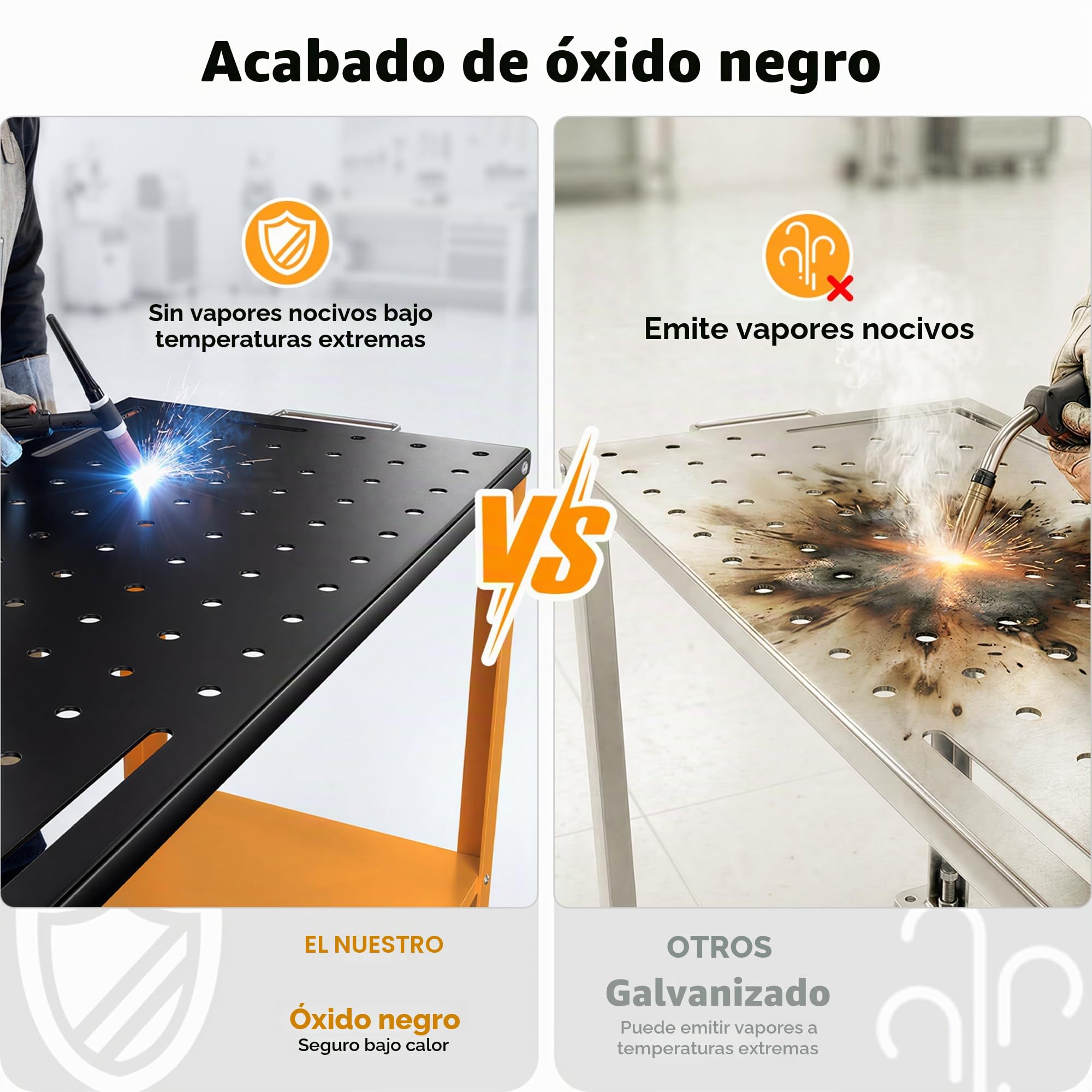 Mesa de soldar móvil con Ruedas de 91 x 46 cm, Carga de 544 kg Banco Trabajo Taller de Metal Portátil con 4 Ruedas de Frenado Bloqueables, 4 Ranuras para Herramientas, Bandeja, 1,6 cm Agujeros