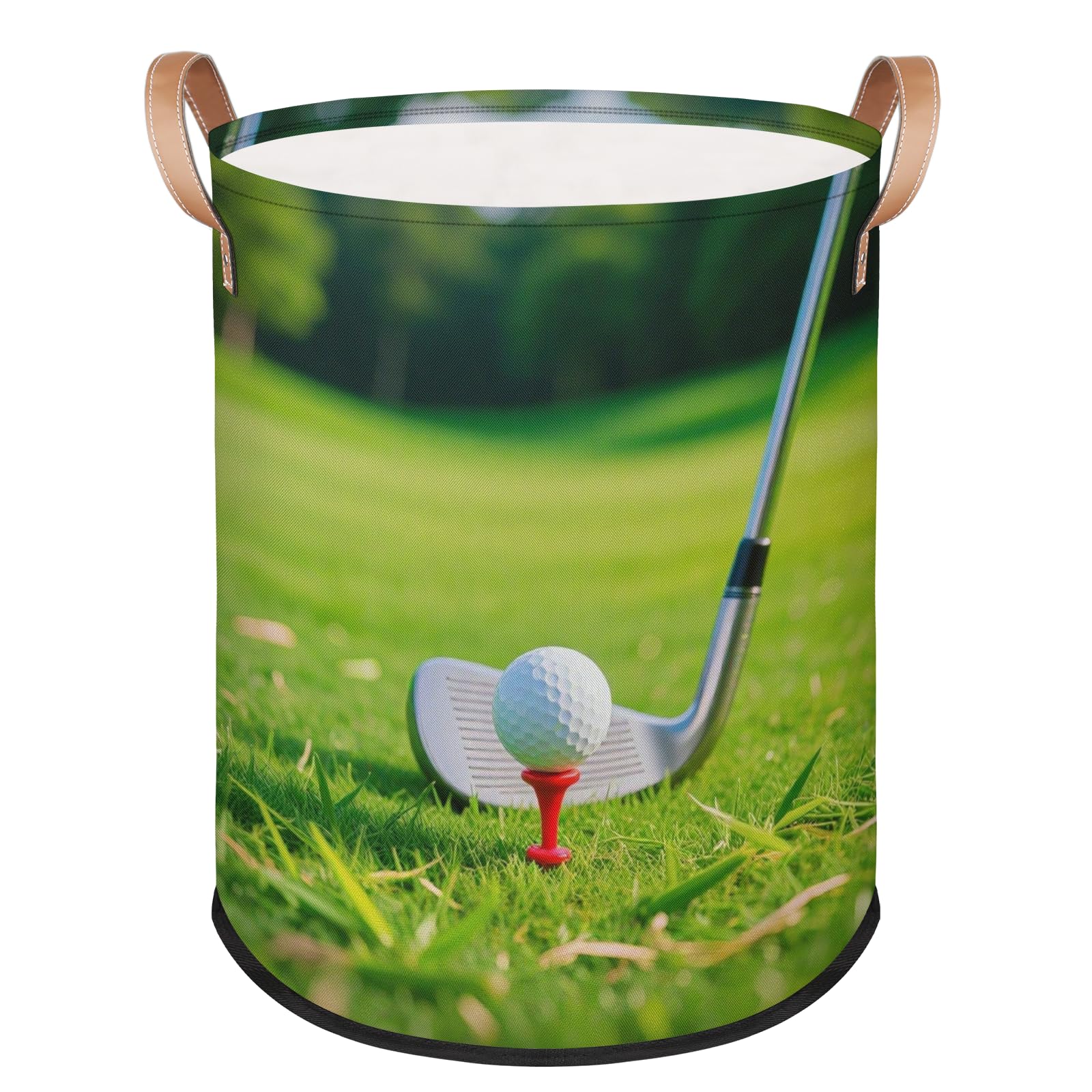 FZDXZJJ Large Round Laundry Storage Basket - Golf Bin with Handles, Collapsible Box for Home, Office, Toy Organizer, Bedroom, Living Room, Home Decor