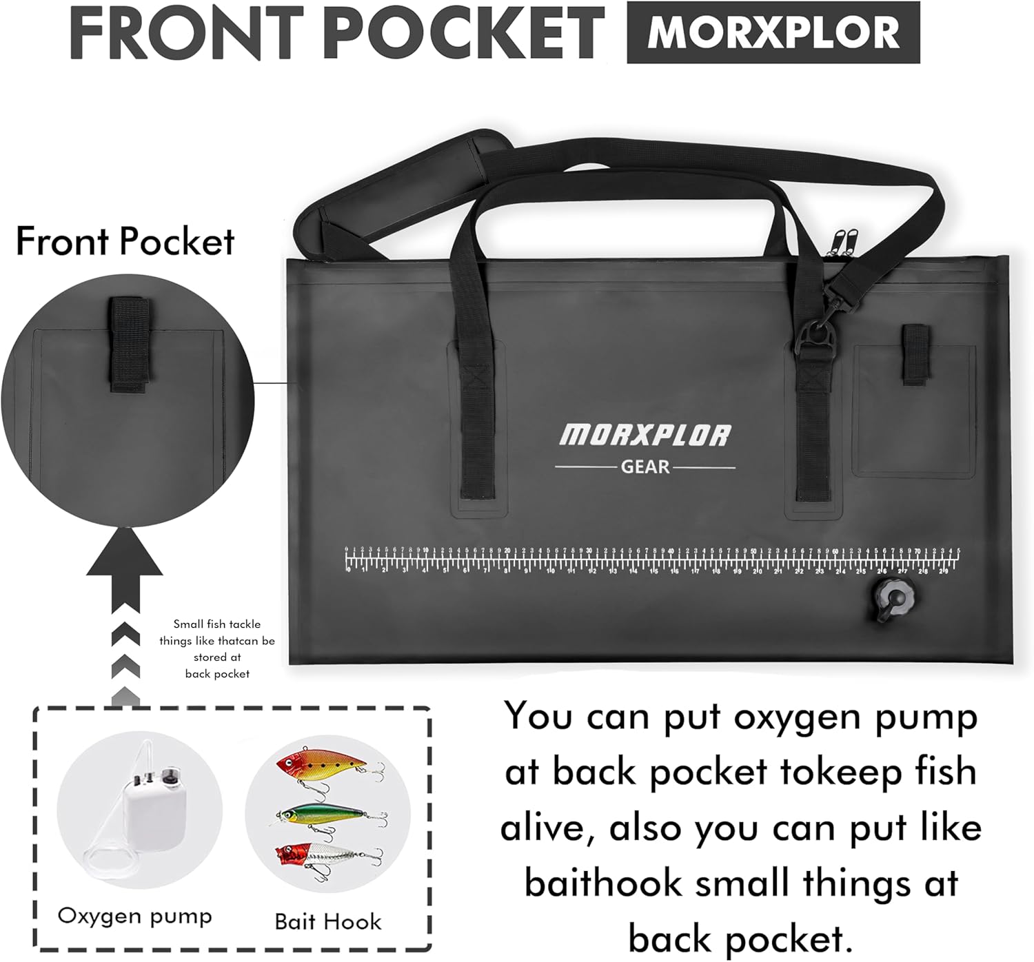 MORXPLOR Fish Bag Heavy Duty Tournament Fishing Weigh in Bag 26x23 19x34 inches