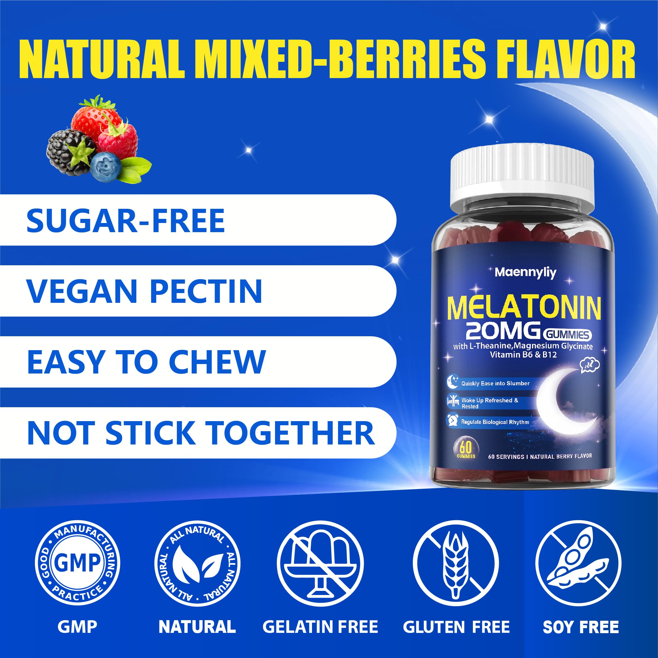 Maennyliy Melatonin 20mg Gummies for Adults - Sugar Free Melatonin Gummies — Amazon image 7