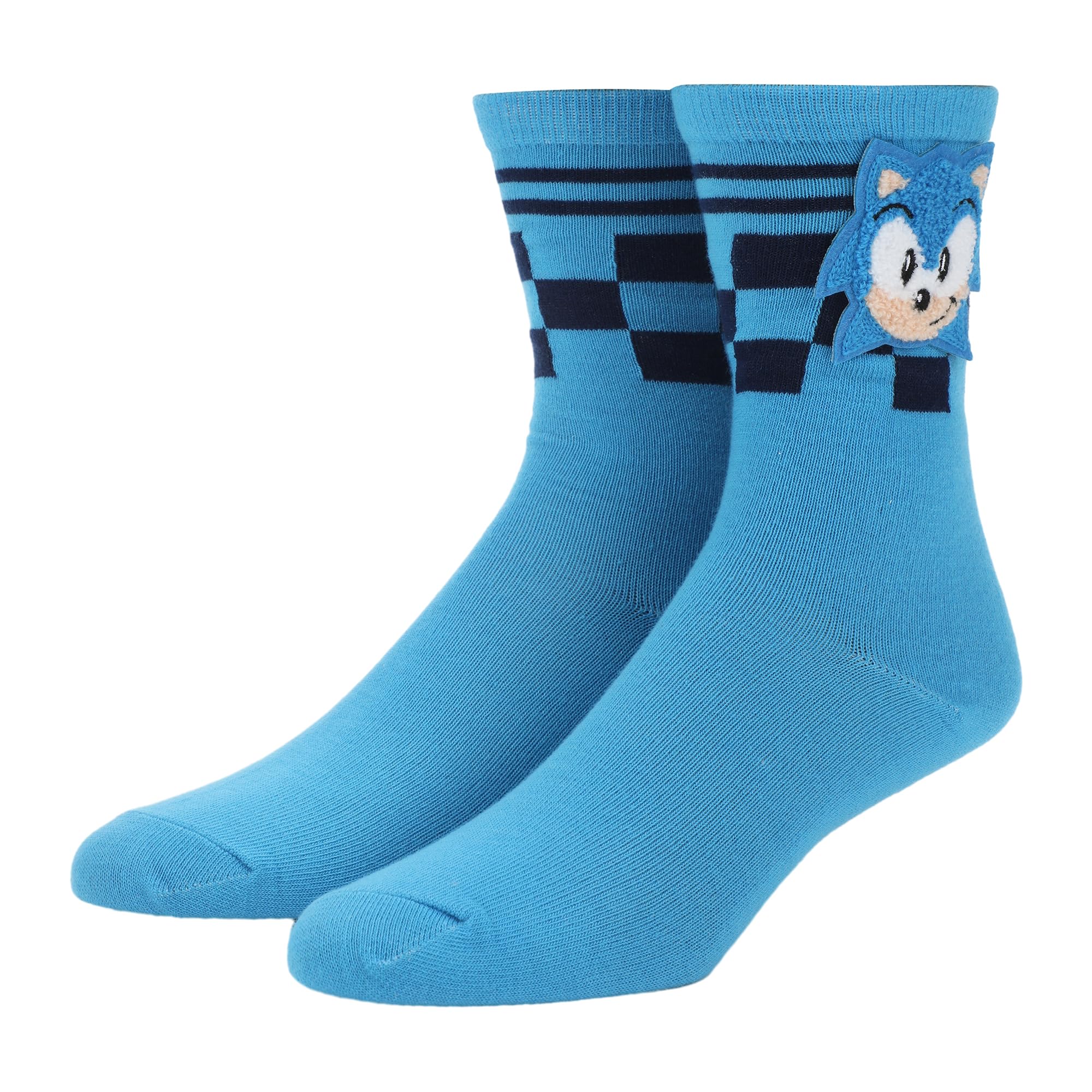 BioworldSonic The Hedgehog 3D Character Face Women’s Blue Casual Crew Socks