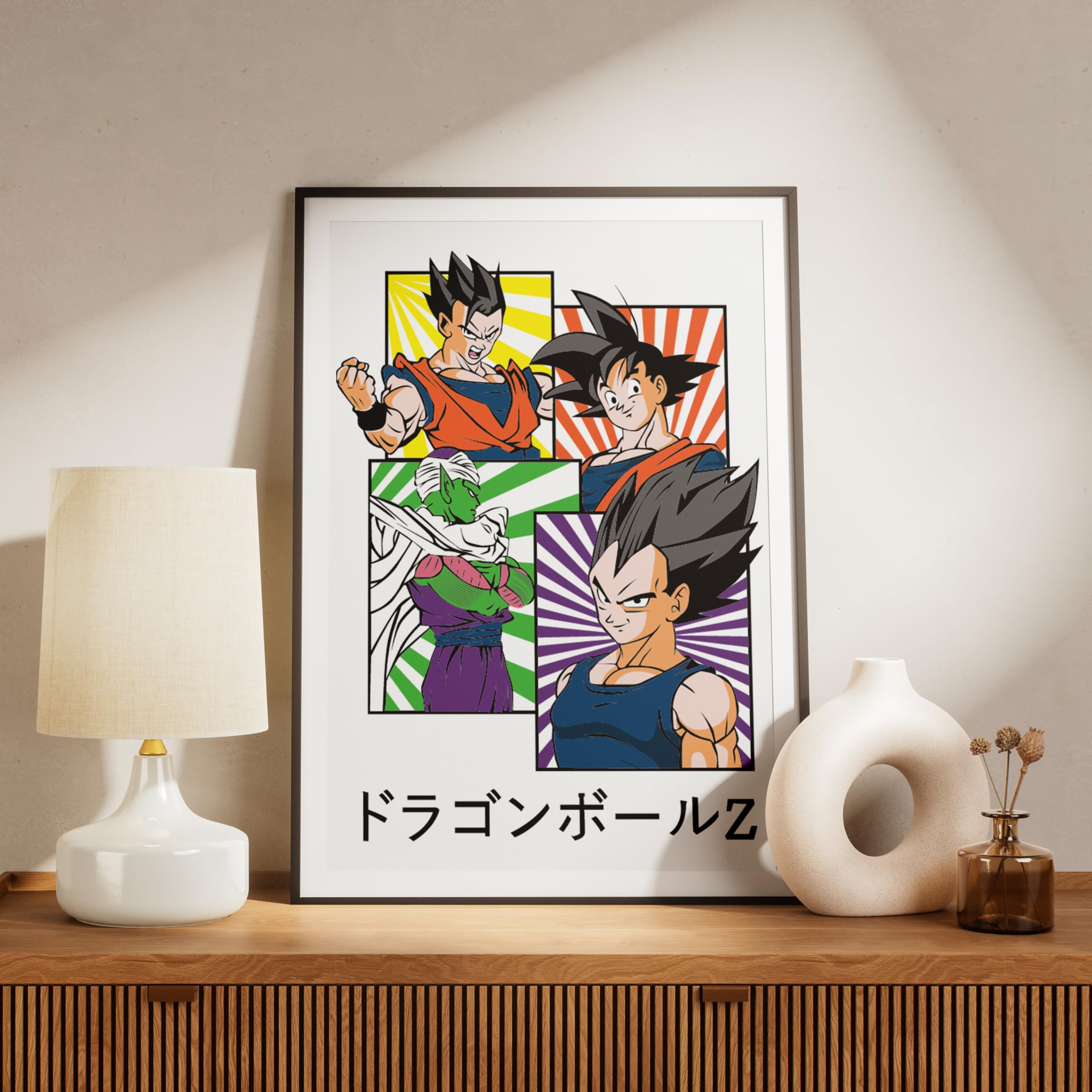 AZZARA Dragon Ball Super | DBZ | Dragon Ball Z | Goku, Vegeta, Vegito, Gohan, Majin Buu, Frieza, Piccolo | Super Anime | Framed Posters (DBZ, 10x13)