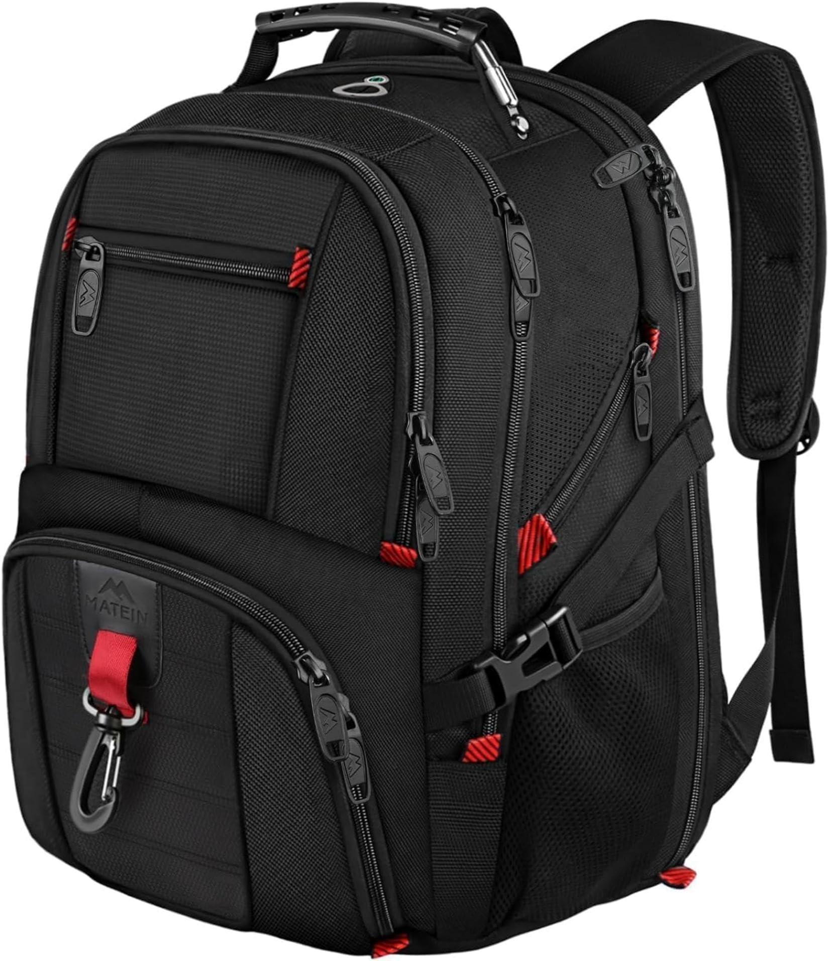 MATEIN Mochila Hombre Grande 50L, Mochila Portatil 17 Pulgadas con Compartimento Ordenador Portatil Multifuncional Impermeable Antirrobo para Negocio Diario Viaje Escolares, Negro