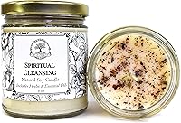 ArtoftheRoot Spiritual Cleansing & Meditation 9oz Soy Herbal Candle - Intuition, Purification, Clarity for Wiccan Pagan Rituals