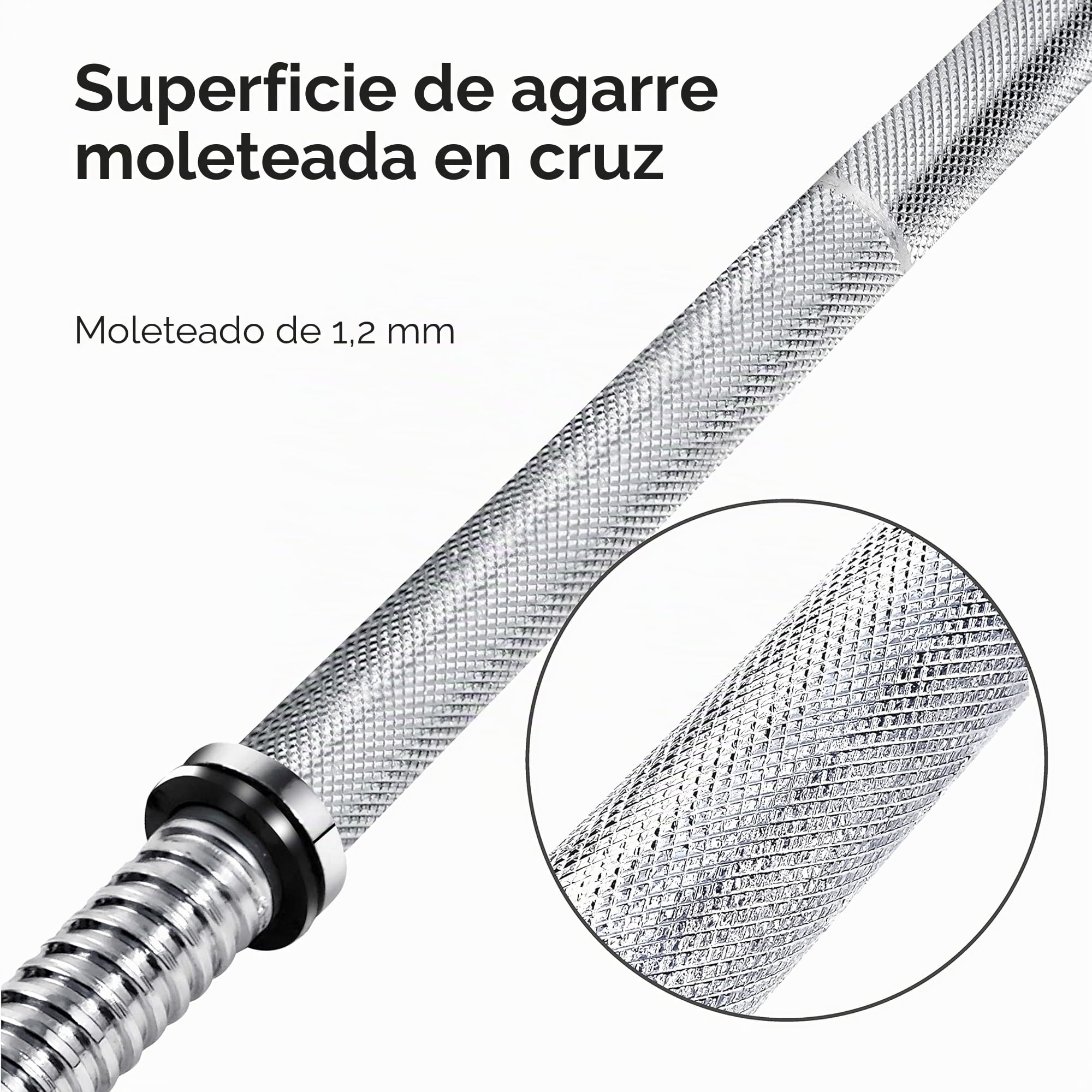 wuuhoo® Barra de Pesas Henry - 180cm / 150 cm / 120 cm Barra de Pesas 25mm, Barra de Acero Cromado con Cierre de Estrella -