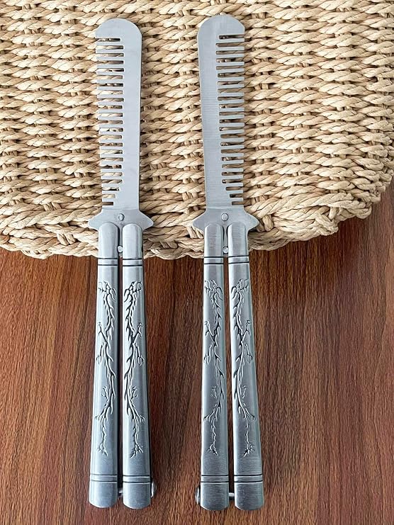 1 Pcs Metal Stainless Steel Durable Folding Butterfly Comb Gift N1 Set