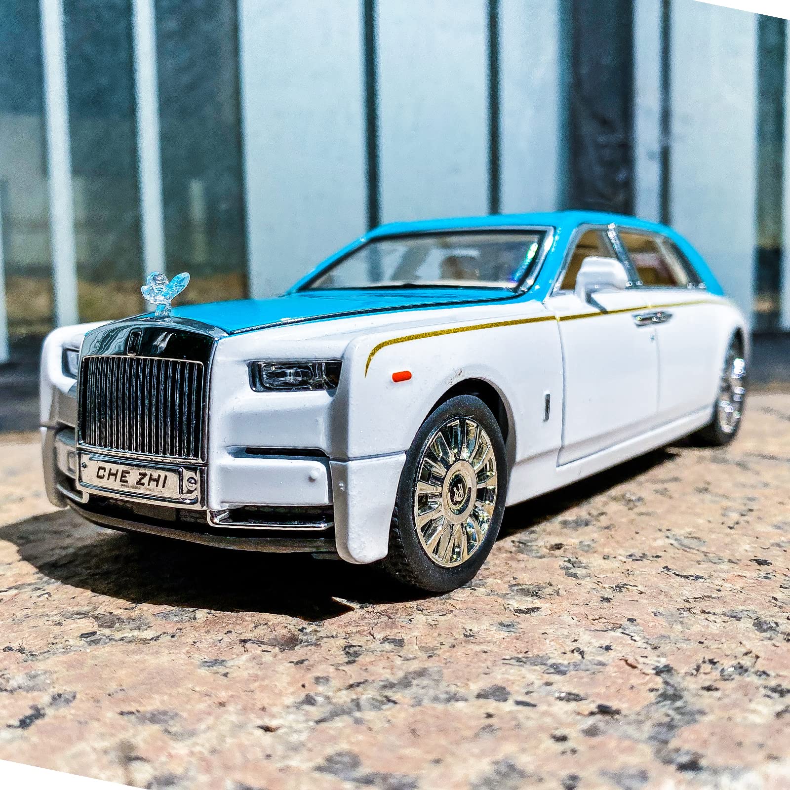 TGRCM-CZ Rolls-Royce - Modellino di auto in lega di zinco, in lega di zinco, modellino auto giocattolo pressofuso con suono e luce, per bambini, ragazzo e ragazza, regalo (blu)