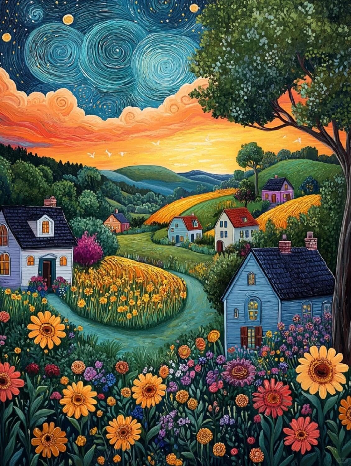 Rqwybcaxn Bead Cross Stitch Kits Fantasy Town 40x50cm