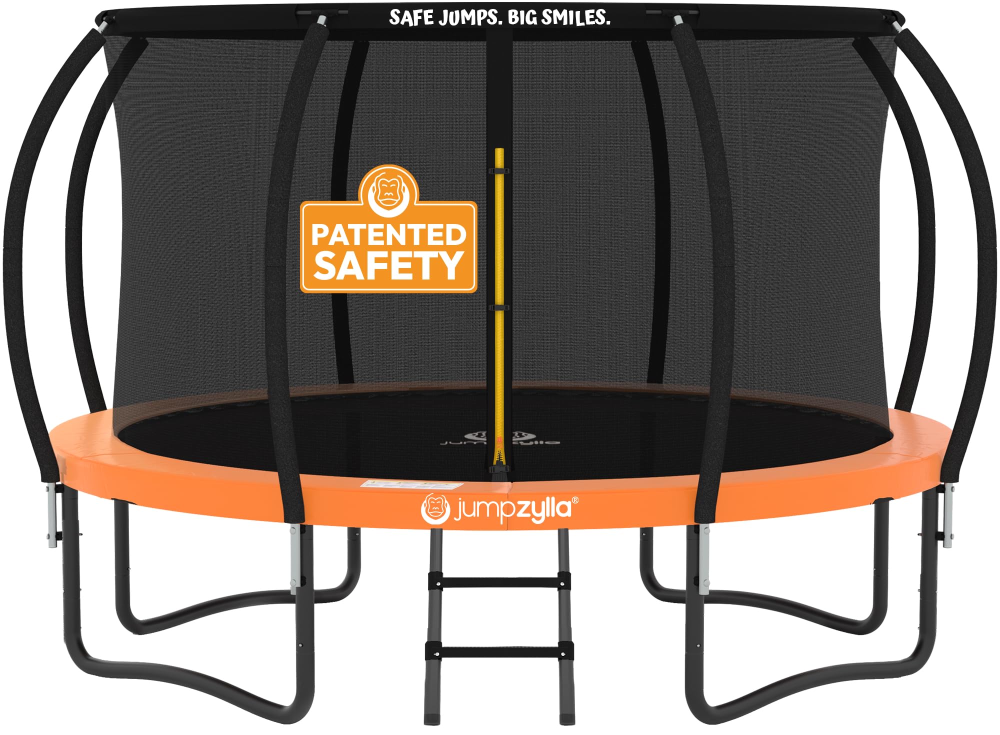 JUMPZYLLA Trampoline Outdoor 8FT 10FT 12FT 14FT 15FT 16FT with Enclosure and Ladder, ASTM Approved Recreational Trampoline for Kids and Adults, Anti-Rust Coated Frame