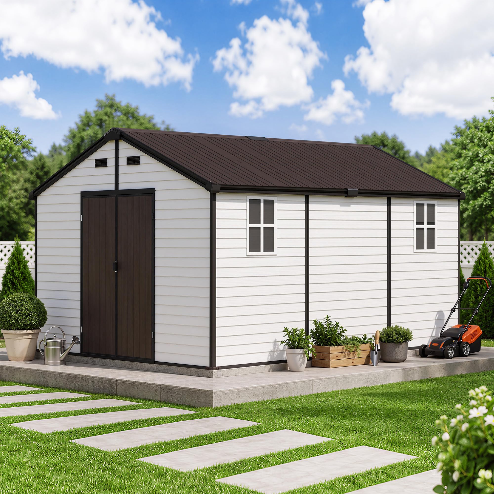 AMERLIFE 10 x 13.5 x 8 FT Gable Roof Resin Storage Shed