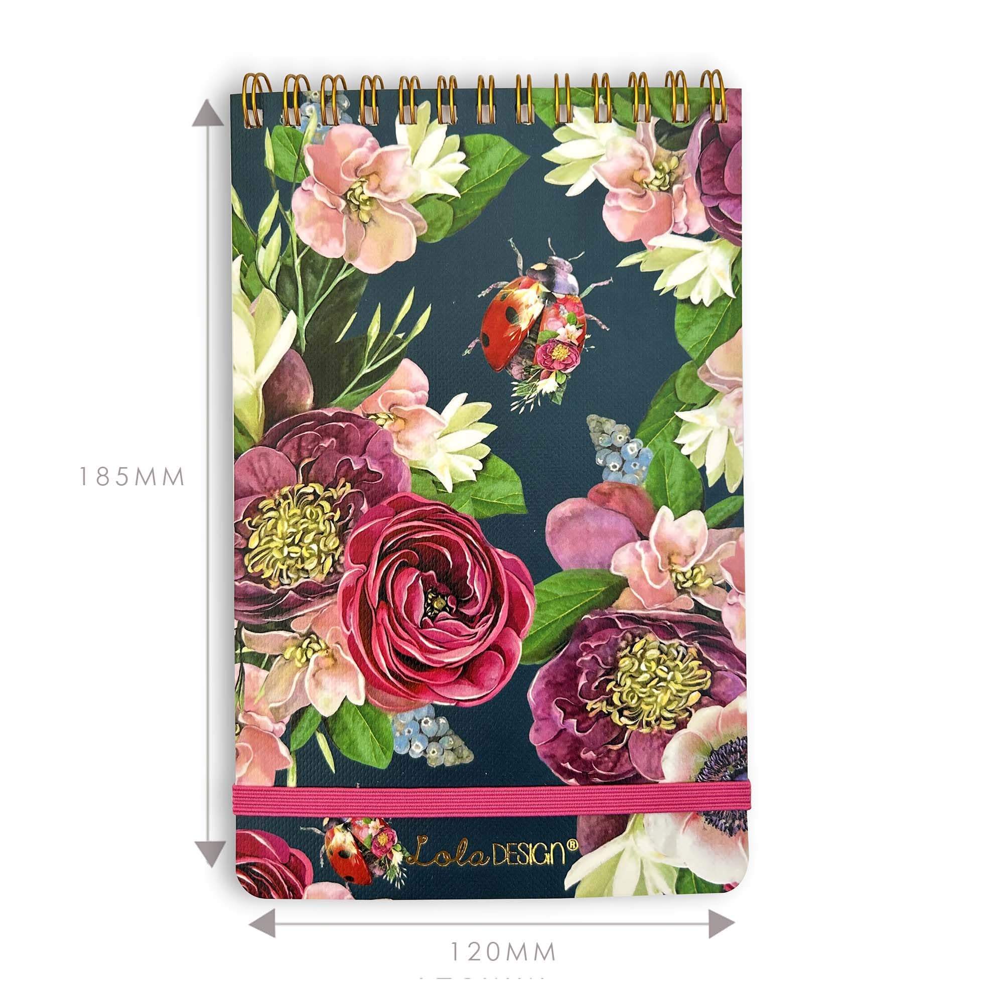 Lola Design, Top Spiral Notepad with Elastic Closure, Ladybird Pattern, Perfect for Jotting Down Notes Shopping Lists - Image 3
