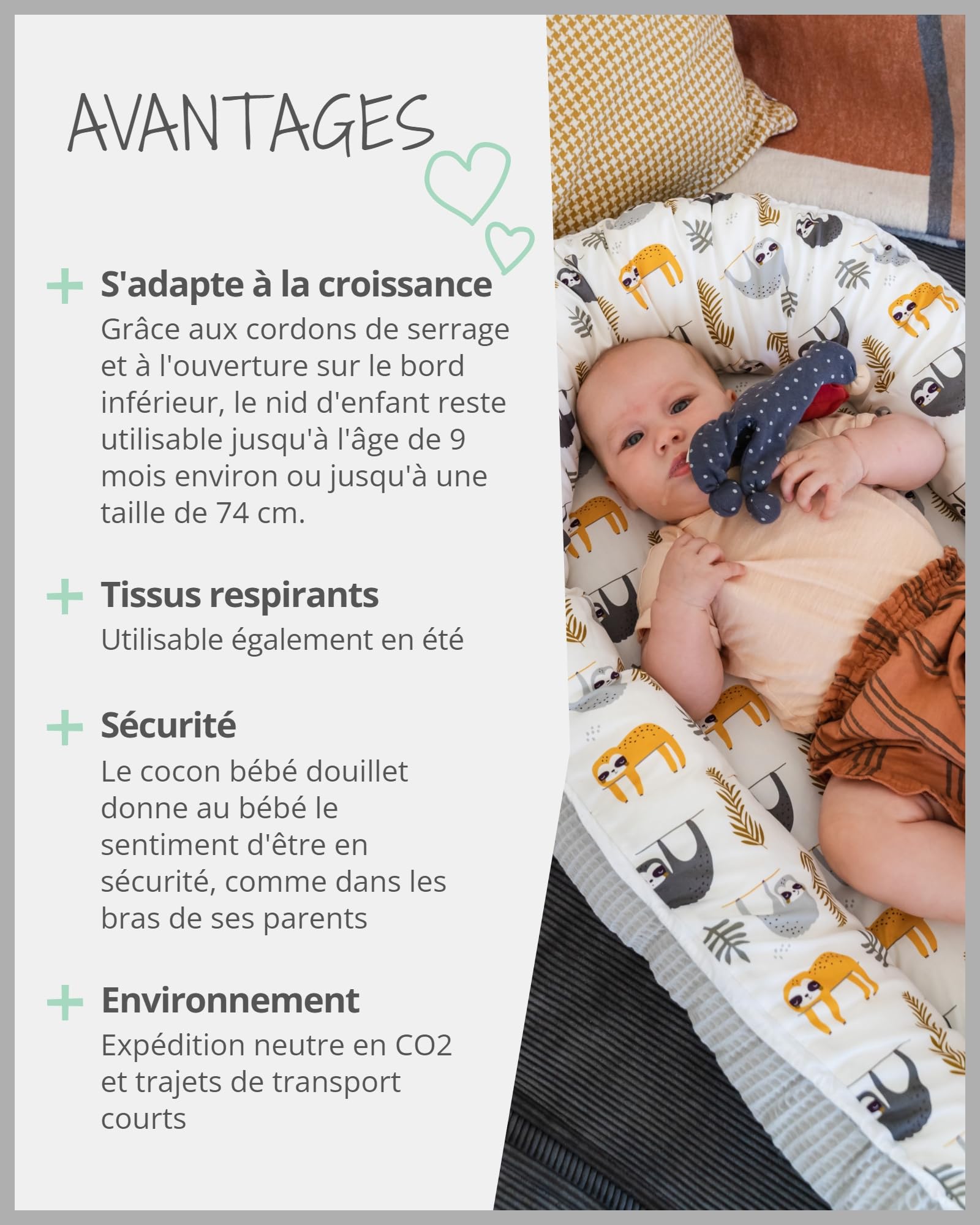 Réducteur lit bébé ULLENBOOM Sable Savane - 95x55 cm - Nid d’ange bébé Öko-Tex et fabriqué dans l'UE - motif baleines bleues – en coton douillet, convient comme lit de voyage ou cale bébé