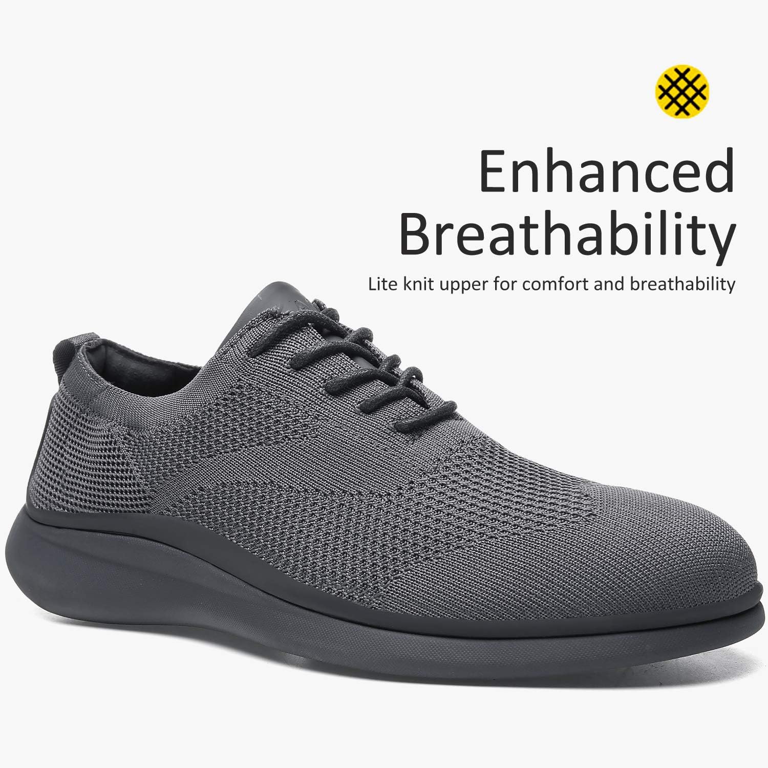 Men's Wingtip Oxford Dress Casual Knit Shoe,Dark Grey,6.5 M US