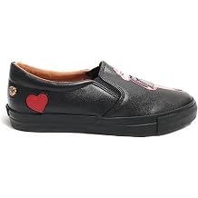 Love Moschino Womens Heart Accent Black Loafers Shoes Sz 9