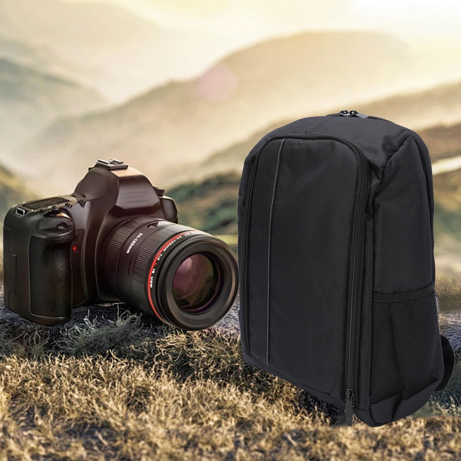 Lekki plecak na aparat, lustrzanka cyfrowa DSLR, lustrzanka, torba na laptopa 15,6 cala, do podróży, z osłoną przeciwdeszczową, wyjmowaną przegrodą