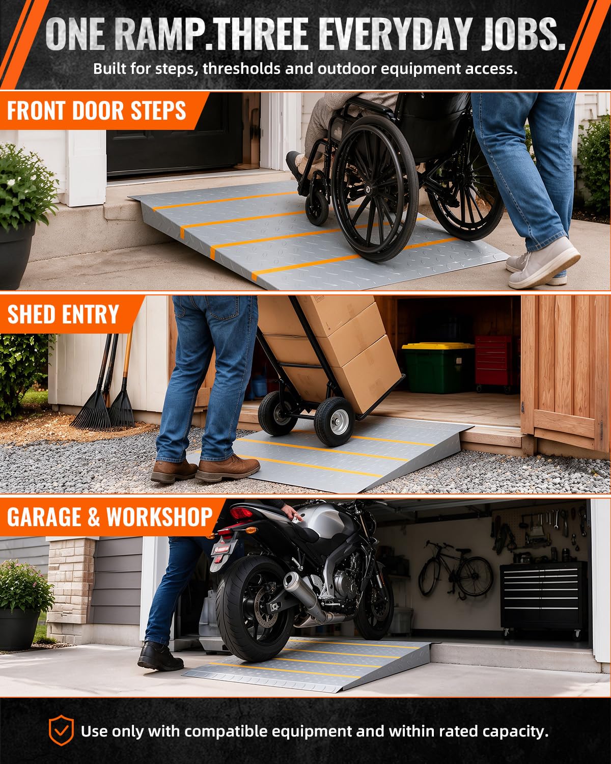 Wheelchair Ramp - 2" to 6" Rise, Durable & Portable -6 Wheelchair Ramp - 2" to 6" Rise, Durable & Portable -6