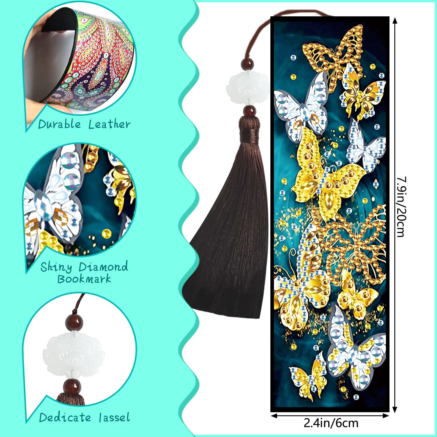 Set 8 Segnalibri Diamond Painting A Piuma: Leggi Con Stile E Un Tocco Di Luce!
